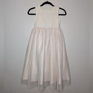 Only Little Once Girls Cream Ivory Formal Jr Bridesmaid Faux Pearl Gown Dress 8